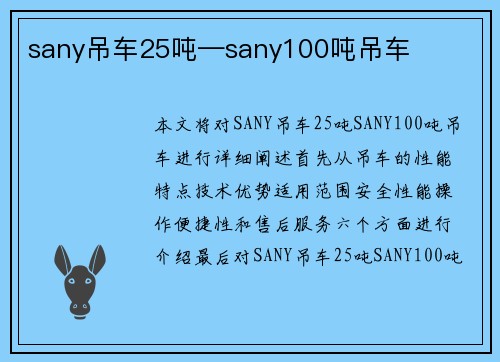 sany吊车25吨—sany100吨吊车