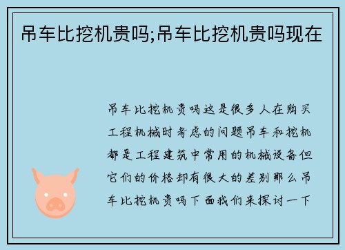 吊车比挖机贵吗;吊车比挖机贵吗现在